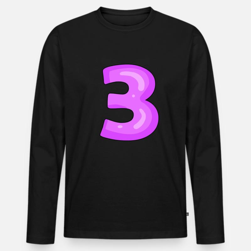 3 lila - Männer Premium Bio Langarmshirt - Schwarz