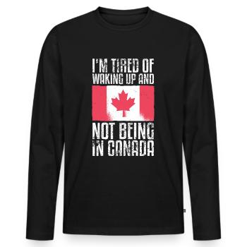 Canada Vacation Love Flag Funny Quotes - T-shirt manches longues Premium bio Homme - noir - Devant - Nico (187cm)