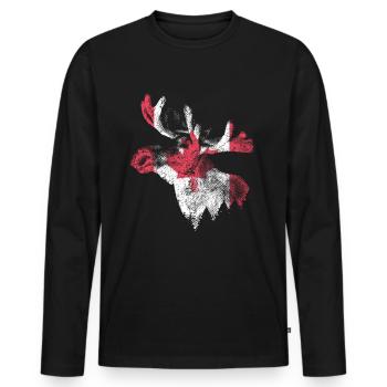 Canada Alaska Moose Flag Funny Vacation - Men's Premium Organic Long Sleeve Shirt - black - Front - Nico (187cm)