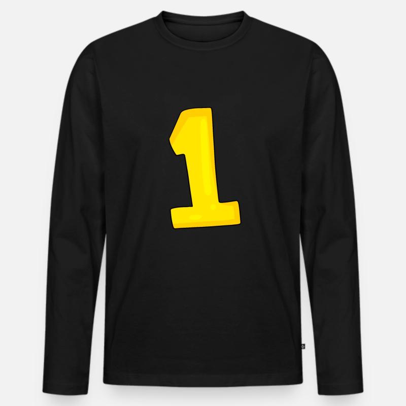1 gelb - Männer Premium Bio Langarmshirt - Schwarz