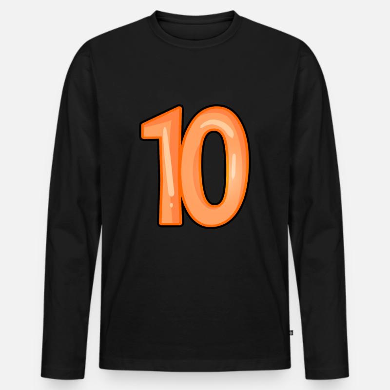 Nummer 10 - Männer Premium Bio Langarmshirt - Schwarz