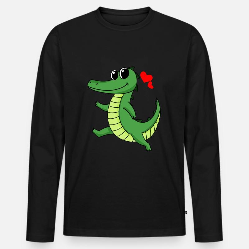 Krokodil - Männer Premium Bio Langarmshirt - Schwarz