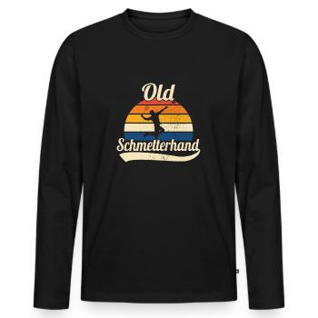 Badminton Old Schmetterhand Retro - Männer Premium Bio Langarmshirt - Schwarz - Vorne - Nico (187cm)