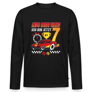 7. Geburtstag Rennwagen 7 Jahre alt Rennfahrer - Männer Premium Bio Langarmshirt - Schwarz - Vorne - Nico (187cm)