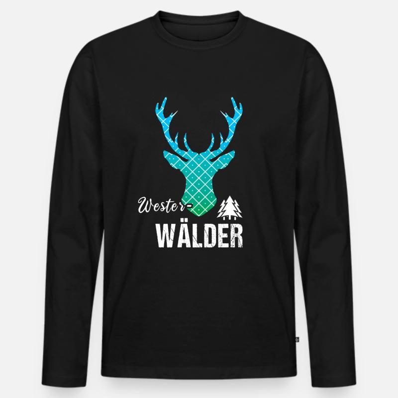 Westerwald Westerwälder Hirsch - Männer Premium Bio Langarmshirt - Schwarz