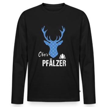 Oberpfälzer Hirsch - Männer Premium Bio Langarmshirt - Schwarz - Vorne - Nico (187cm)