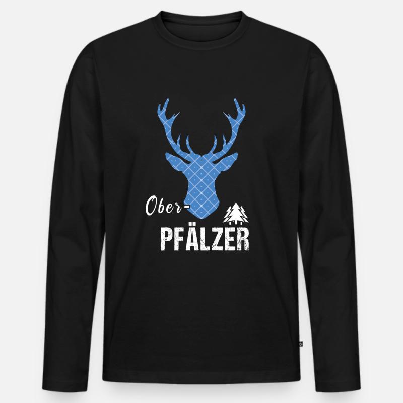 Oberpfälzer Hirsch - Männer Premium Bio Langarmshirt - Schwarz