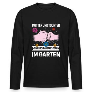 Mutter Tochter im Garten - Männer Premium Bio Langarmshirt - Schwarz - Vorne - Nico (187cm)