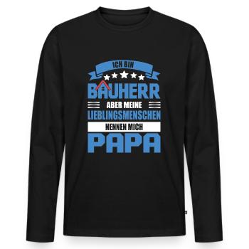 Bauherr Lieblingsmenschen nennen mich Papa - Männer Premium Bio Langarmshirt - Schwarz - Vorne - Nico (187cm)