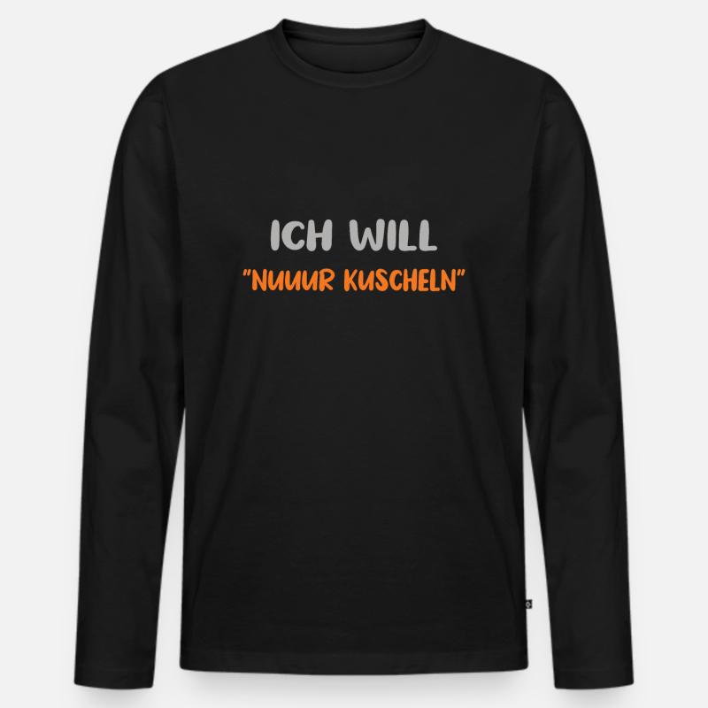 Ich will nur kuscheln - Männer Premium Bio Langarmshirt - Schwarz