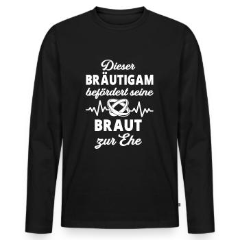 Hochzeit Bräutigam Junggesellenabschied Spruch - Männer Premium Bio Langarmshirt - Schwarz - Vorne - Nico (187cm)