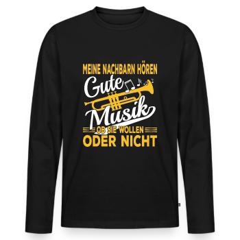 Trompete Musiker - Männer Premium Bio Langarmshirt - Schwarz - Vorne - Nico (187cm)
