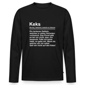 Keks Definition - Männer Premium Bio Langarmshirt - Schwarz - Vorne - Nico (187cm)