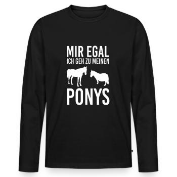 Mir egal ich geh zu meinen Ponys - Männer Premium Bio Langarmshirt - Schwarz - Vorne - Nico (187cm)