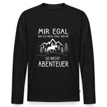 Mir egal das ich nach Pferd rieche - Männer Premium Bio Langarmshirt - Schwarz - Vorne - Nico (187cm)