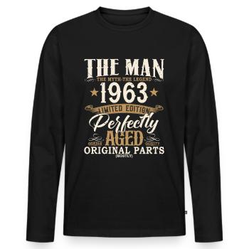 1963 Jahrgang Mann Mythos Legende Geburtstag - Men's Premium Organic Long Sleeve Shirt - black - Front - Nico (187cm)