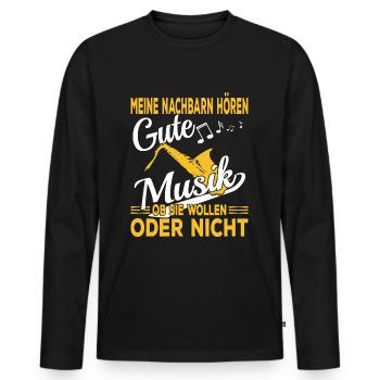 Saxophone Musiker - Männer Premium Bio Langarmshirt - Schwarz - Vorne - Nico (187cm)