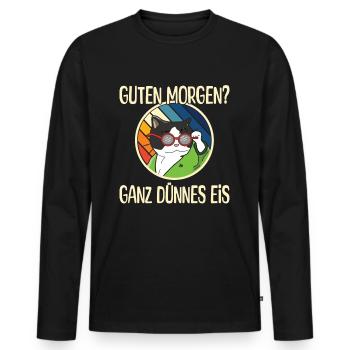 Guten Morgen? Ganz dünnes Eis. - Männer Premium Bio Langarmshirt - Schwarz - Vorne - Nico (187cm)
