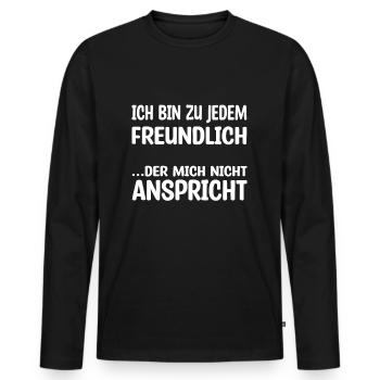 Bitte nicht ansprechen - Männer Premium Bio Langarmshirt - Schwarz - Vorne - Nico (187cm)
