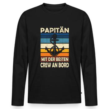 Papitän mit Crew - Männer Premium Bio Langarmshirt - Schwarz - Vorne - Nico (187cm)