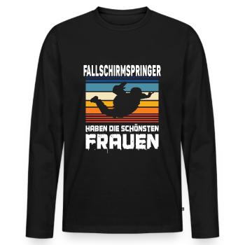Fallschirmspringer haben die schönsten Frauen - Männer Premium Bio Langarmshirt - Schwarz - Vorne - Nico (187cm)