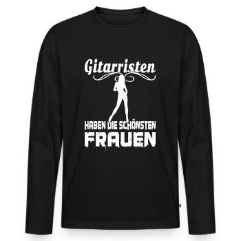 Gitarristen haben die schönsten Frauen - Männer Premium Bio Langarmshirt - Schwarz - Vorne - Nico (187cm)