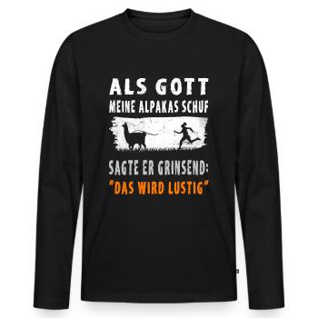 Lustiger Alpaka Spruch - Männer Premium Bio Langarmshirt - Schwarz - Vorne - Nico (187cm)