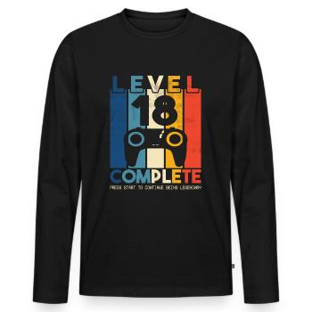 Level 18 complete Gaming Geburtstag - Männer Premium Bio Langarmshirt - Schwarz - Vorne - Nico (187cm)