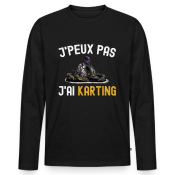 J'Peux Pas J'ai Karting Cadeau Kart Humour Pilote - T-shirt manches longues Premium bio Homme - noir - Devant - Nico (187cm)