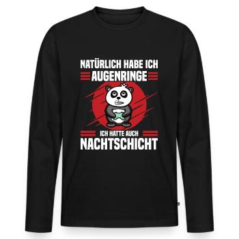 Gaming Nachtschicht Panda - Männer Premium Bio Langarmshirt - Schwarz - Vorne - Nico (187cm)