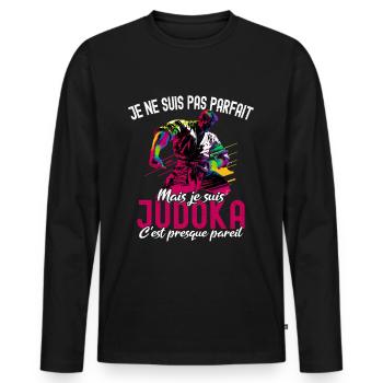 Je ne suis pas Parfait Judo Humour Judoka Drole - T-shirt manches longues Premium bio Homme - noir - Devant - Nico (187cm)