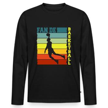 Fan Basketball Humour Basket Retro Basketteur - T-shirt manches longues Premium bio Homme - noir - Devant - Nico (187cm)