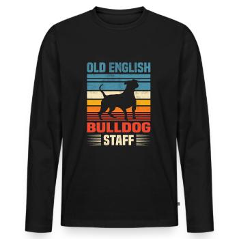 Retro Old English Bulldog Staff - Männer Premium Bio Langarmshirt - Schwarz - Vorne - Nico (187cm)