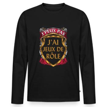 J'Peux Pas J'ai Jeux de Rôle Ado Cadeau Garçon JDR - T-shirt manches longues Premium bio Homme - noir - Devant - Nico (187cm)