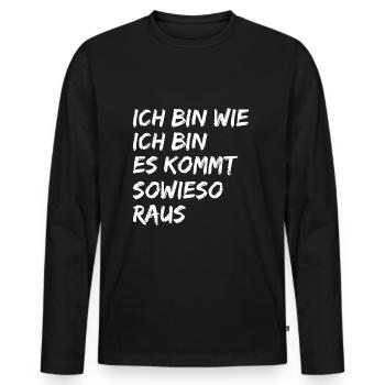 Zu sich stehen - Männer Premium Bio Langarmshirt - Schwarz - Vorne - Nico (187cm)