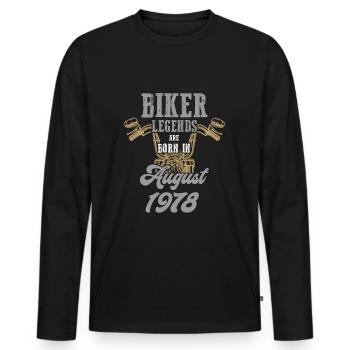 Motard motard né en 1978 - T-shirt manches longues Premium bio Homme - noir - Devant - Nico (187cm)