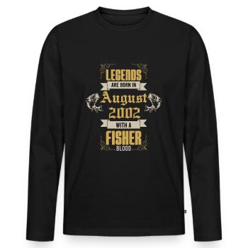 Fischer Angler Geburtstag 2002 - Männer Premium Bio Langarmshirt - Schwarz - Vorne - Nico (187cm)