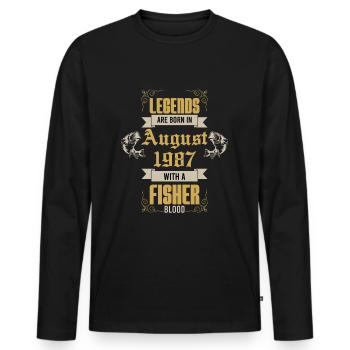 Meilleur pêcheur né pêcheur 1987 - T-shirt manches longues Premium bio Homme - noir - Devant - Nico (187cm)