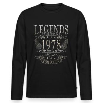 1978 Jahrgang Geburtstag Geburtsjahr 1978 Geschenk - Männer Premium Bio Langarmshirt - Schwarz - Vorne - Nico (187cm)