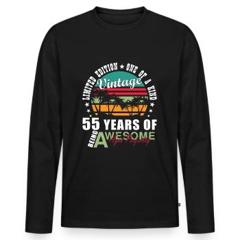 55. Geburtstag Jahrgang 1968 Vintage 1968 - Männer Premium Bio Langarmshirt - Schwarz - Vorne - Nico (187cm)
