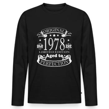 1978 Jahrgang Geburtstag Geburtsjahr 1978 Geschenk - Männer Premium Bio Langarmshirt - Schwarz - Vorne - Nico (187cm)