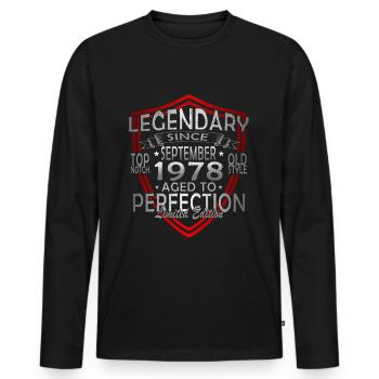 Septembre 1978 Anniversaire Septembre 1978 Septembre - T-shirt manches longues Premium bio Homme - noir - Devant - Nico (187cm)