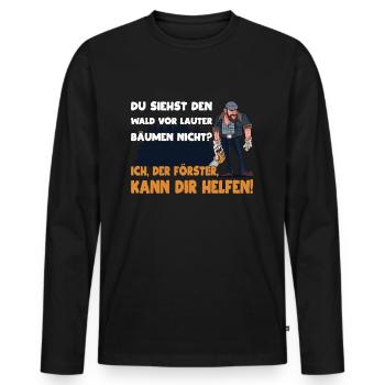 Waldfacharbeiter Förster - Männer Premium Bio Langarmshirt - Schwarz - Vorne - Nico (187cm)