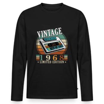 55. Geburtstag Jahrgang 1968 Vintage 1968 - Männer Premium Bio Langarmshirt - Schwarz - Vorne - Nico (187cm)
