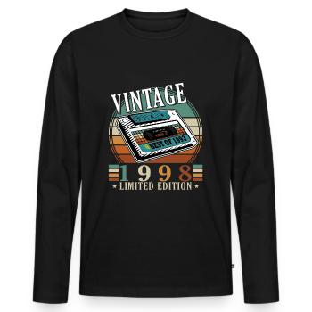 25. Geburtstag Jahrgang 1998 Vintage 1998 - Männer Premium Bio Langarmshirt - Schwarz - Vorne - Nico (187cm)