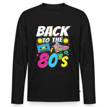 I love 80's 80s Reto Eighties Eighties Vintage - Men's Premium Organic Long Sleeve Shirt - black - Front - Nico (187cm)