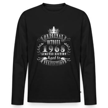 Octobre 1968 Anniversaire Octobre 1968 Octobre - T-shirt manches longues Premium bio Homme - noir - Devant - Nico (187cm)