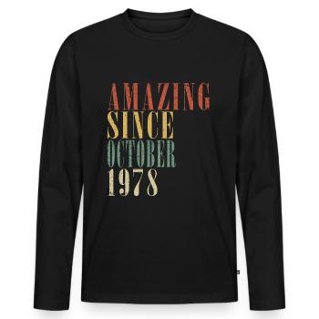 Octobre 1978 Anniversaire Octobre 1978 Octobre - T-shirt manches longues Premium bio Homme - noir - Devant - Nico (187cm)