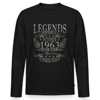 Octobre 1963 Anniversaire Octobre 1963 Octobre - T-shirt manches longues Premium bio Homme - noir - Devant - Nico (187cm)