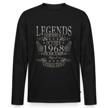 Octobre 1968 Anniversaire Octobre 1968 Octobre - T-shirt manches longues Premium bio Homme - noir - Devant - Nico (187cm)